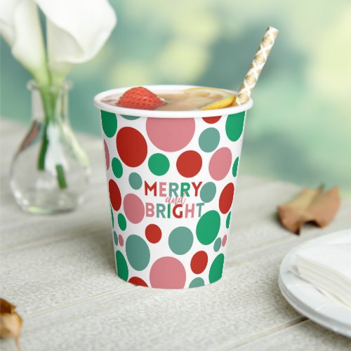 Modern Merry  Bright Simple Polka Dot Pattern Paper Cups