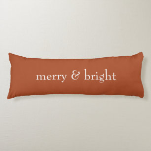 Modern Merry & Bright Terracotta Christmas Holiday Body Pillow