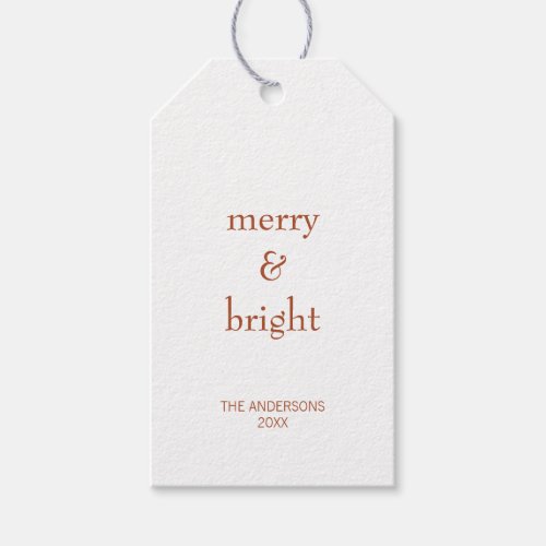 Modern Merry  Bright Terracotta Christmas Holiday Gift Tags