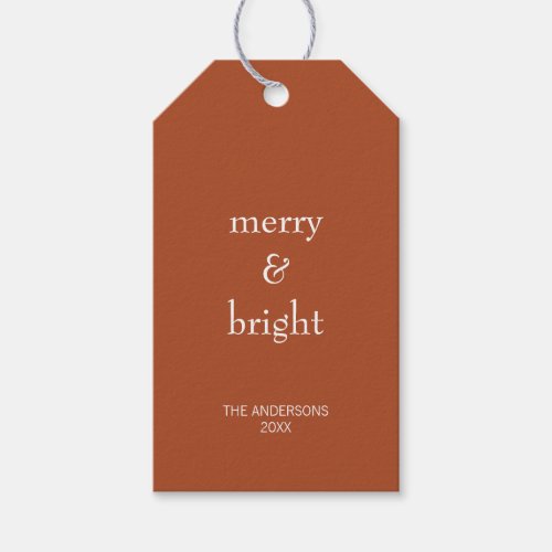 Modern Merry  Bright Terracotta Christmas Holiday Gift Tags