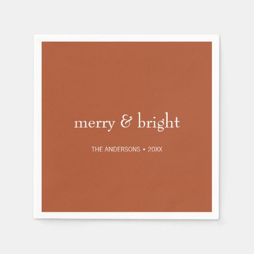 Modern Merry  Bright Terracotta Christmas Holiday Napkins