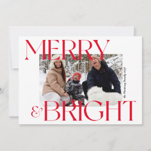 Modern Merry & Bright Typography 3 Photo Christmas Holiday Card