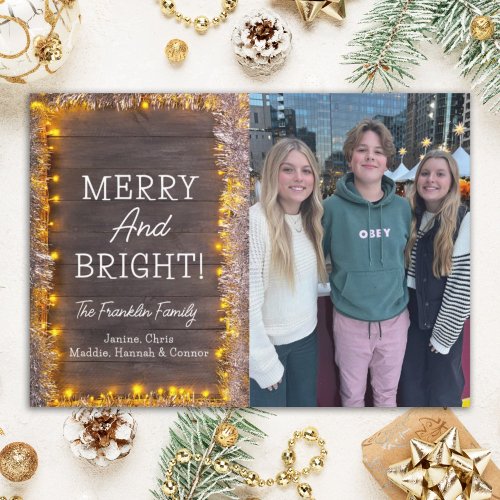 Modern Merry  Bright Vertical Photo Holiday Card
