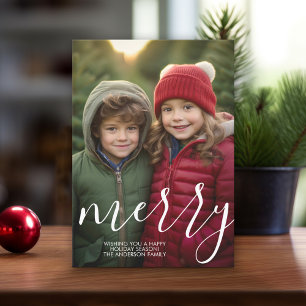 Modern Merry Calligraphy 4 Photo Instant Holiday Card