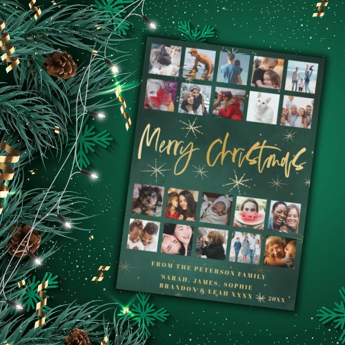 Modern Merry Christmas 20 photo collage Holiday Card