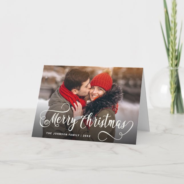 Modern Merry Christmas 2 PHOTO Greeting Holiday Card (Front)