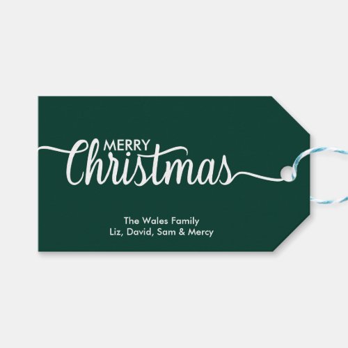 Modern Merry Christmas 3 photo Family Name   Gift  Gift Tags
