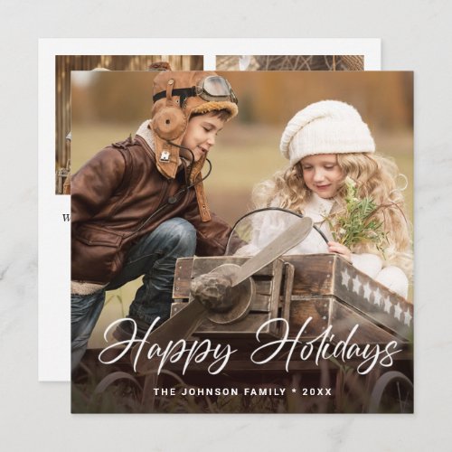 Modern Merry Christmas 3 PHOTO Greeting Simple Holiday Card