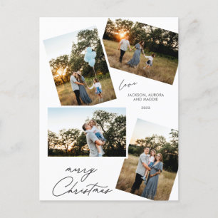 Modern Merry Christmas 4 photo design Holiday Postcard
