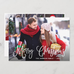 Modern Merry Christmas 4 PHOTO Greeting Holiday Card