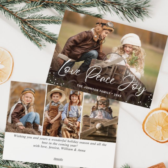 Modern Merry Christmas 4 PHOTO Greeting Holiday Card (Creator Uploaded)