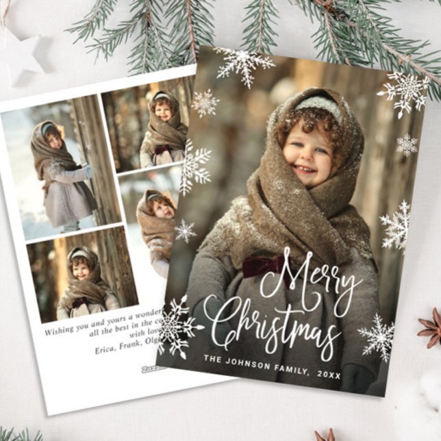 Modern Merry Christmas 5 PHOTO Greeting Holiday Card (Creator Uploaded)