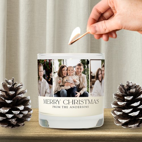 Modern Merry Christmas 6 Photo Collage Christmas Scented Candle