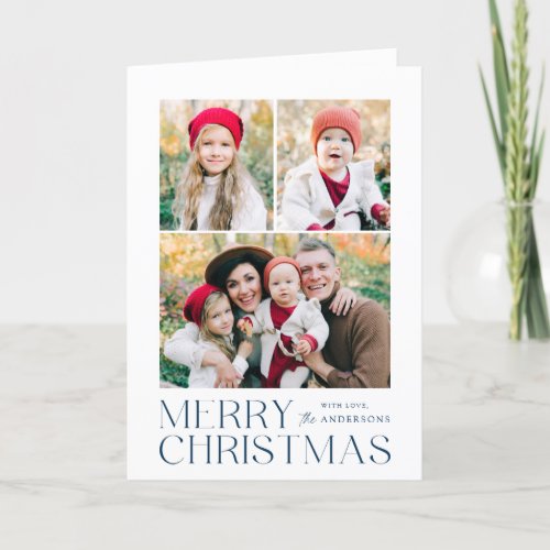 Modern Merry Christmas 7 Photo Collage Holiday Card