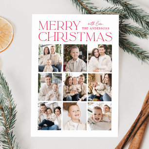 Modern Merry Christmas 9 Photo Letterpress Photo Cards