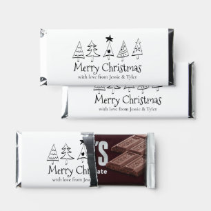 Modern Merry Christmas Black & White Custom Hershey Bar Favors