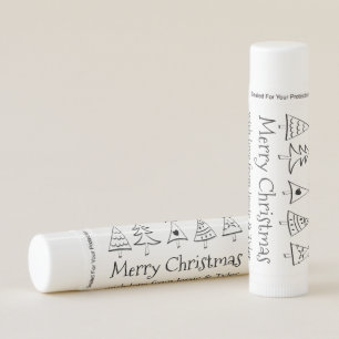 Modern Merry Christmas Black & White Custom Lip Balm