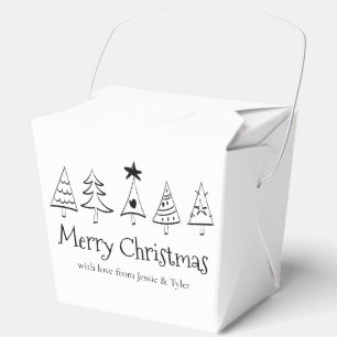 Modern Merry Christmas Black & White Fortune Party Favor Boxes