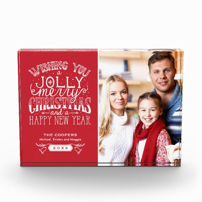 Modern Merry Christmas Blessing Family Kids Photo (Front)