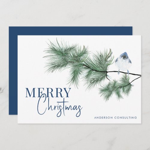 Modern Merry Christmas Bluebird Business Holiday Card