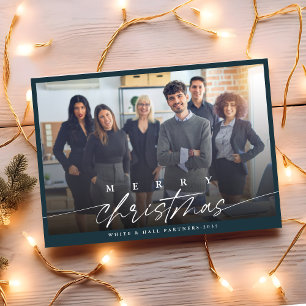 Modern Merry Christmas Business Photo  Holiday Card