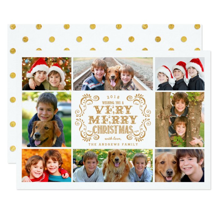 Modern Merry Christmas Collage Holidays Photo Card | Zazzle