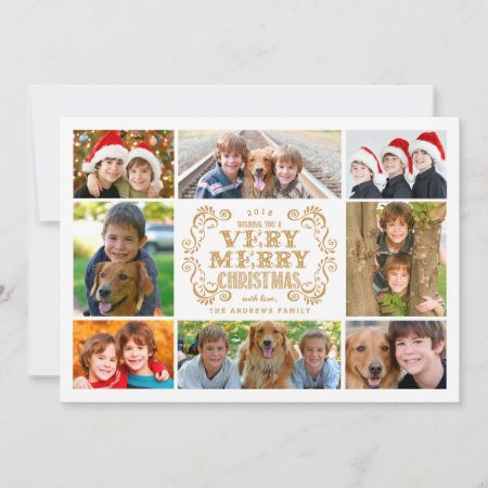 Modern Merry Christmas Collage Holidays Photo Card