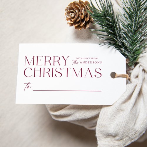 Modern Merry Christmas Cranberry Gift Tags