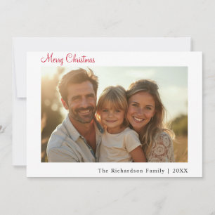 Modern Merry Christmas Custom Photo Minimalist Holiday Card