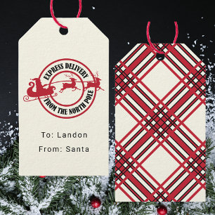 Modern Merry Christmas Cute Santa Reindeer Gift Tags