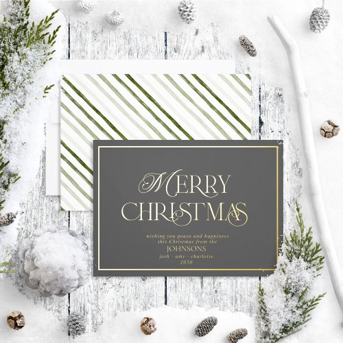 Modern Merry Christmas Dark Foil Holiday Card