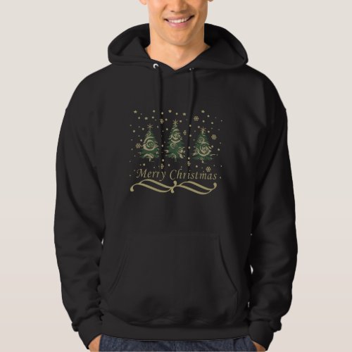 modern merry christmas decorate pine trees hoodie