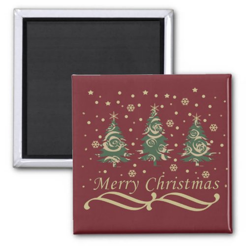 modern merry christmas decorate pine trees magnet