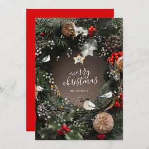 Modern Merry Christmas Door Wreath Corporate Holiday Card