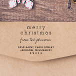 Modern Merry Christmas Family Name Greetings Self-inking Stamp<br><div class="desc">This simple and chic Christmas rubber stamp design features " Merry Christmas" in a modern slab serif font, your family name in handwritten script, and below your address details in clear capital letters. This stamp is perfect for adding that festive touch to all your letters this Christmas. Click the "Personalize...</div>