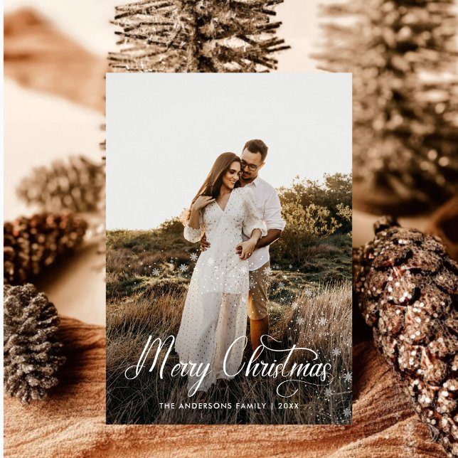 Modern Merry Christmas Family Photo plaid Tartan Holiday Card (Creator Uploaded)
