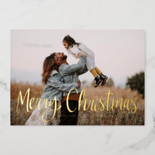 Modern Merry Christmas Foil Photo Card