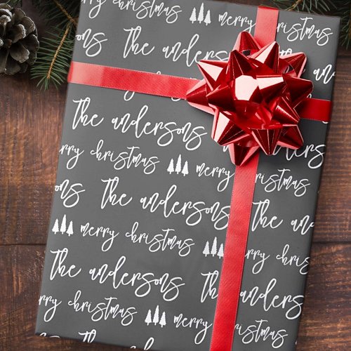 Modern Merry Christmas from Family Pattern Wrapping Paper