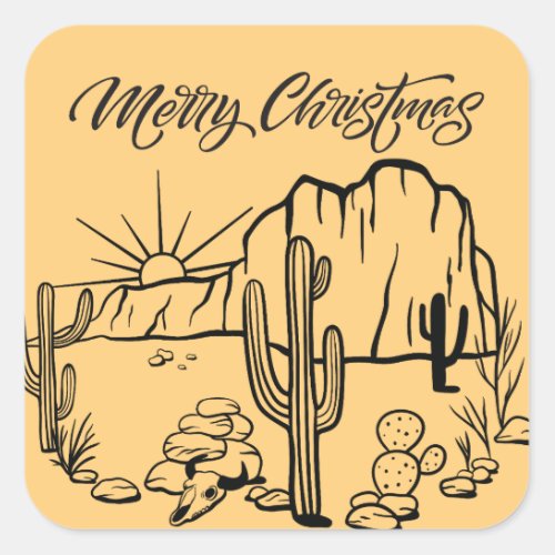 Modern Merry Christmas From the Desert Square Sticker