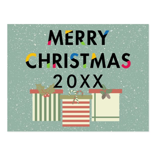 Modern Merry Christmas Gift Boxes Postcard