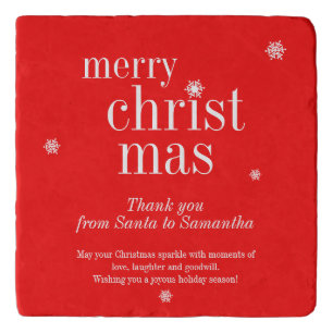 Modern Merry Christmas gift for hers Trivet