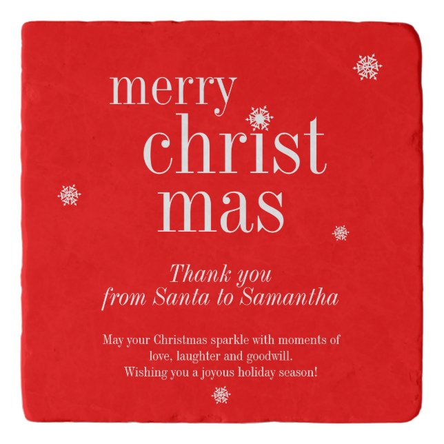 Modern Merry Christmas gift for hers Trivet (Front)