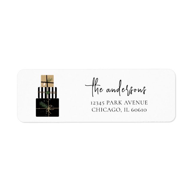 Modern Merry Christmas Gift Holiday Return Address Label (Front)