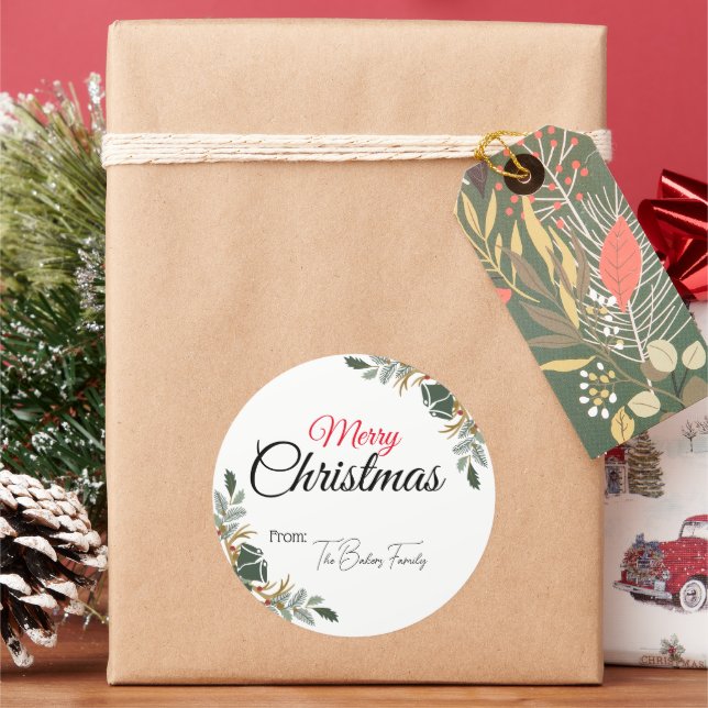 Modern Merry Christmas Gift Stickers (Holiday)