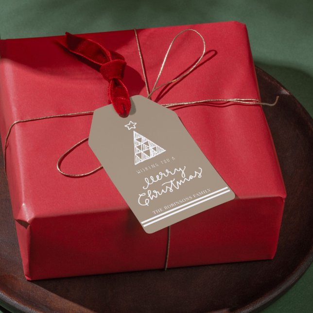 Modern Merry Christmas Gift Tag with Custom Photo  (Creator Uploaded)