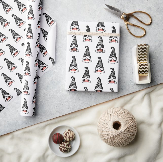 Modern Merry Christmas Gnome Holiday Wrapping Paper (Crafts)