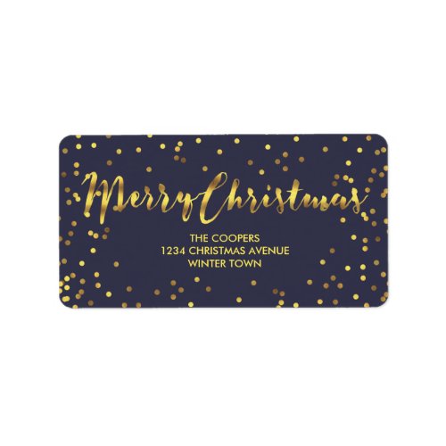 Modern Merry Christmas Gold Foil Confetti Blue Label