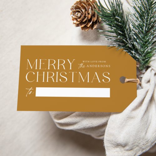 Modern Merry Christmas Gold Gift Tags