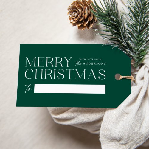 Modern Merry Christmas Green Gift Tags