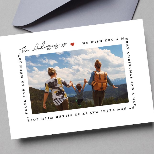 MODERN MERRY CHRISTMAS GREETING | HEART LOVE PHOTO HOLIDAY CARD (Creator Uploaded)